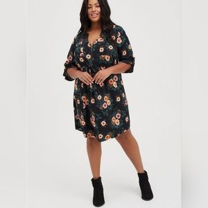 Torrid Challis Zip Front Shirt Dress